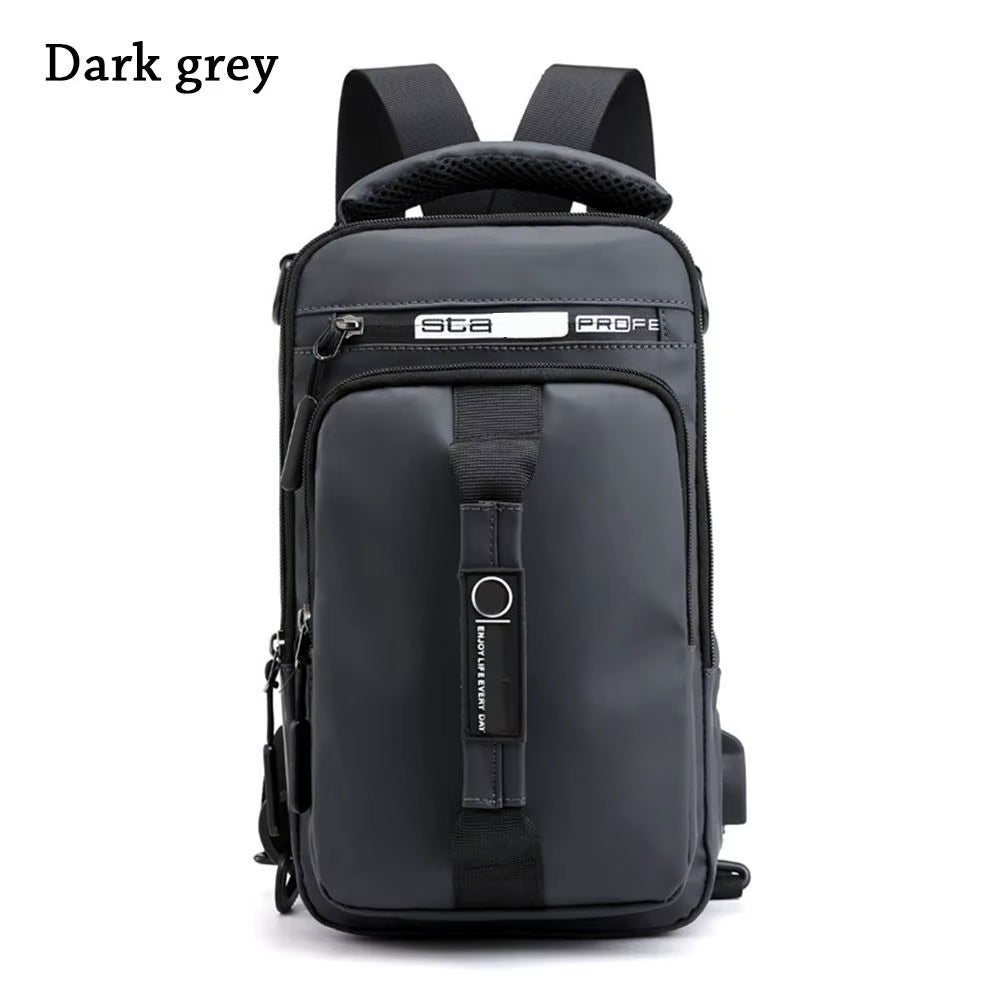 Anti-Theft Chest Shoulder Bag Men'S Sling Crossbody Bag Messenger Backpack USB Port Bag