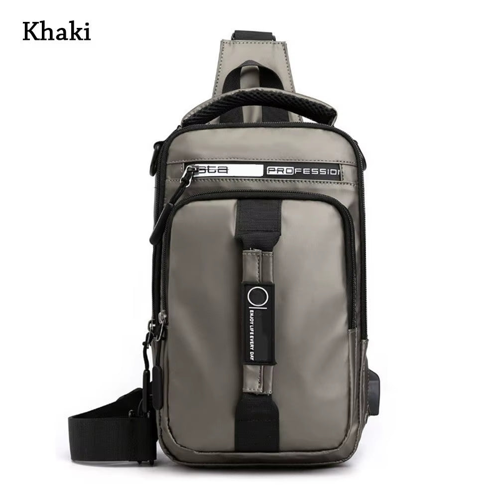 Anti-Theft Chest Shoulder Bag Men'S Sling Crossbody Bag Messenger Backpack USB Port Bag