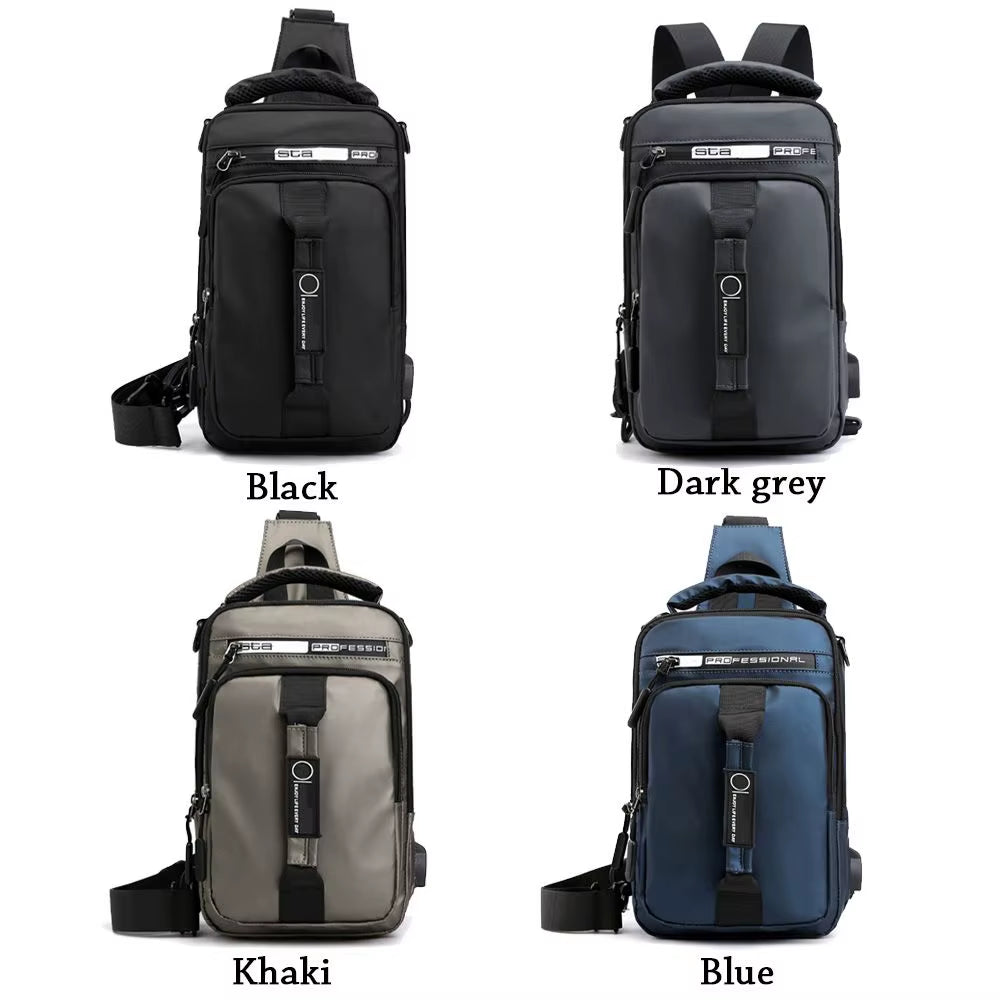 Anti-Theft Chest Shoulder Bag Men'S Sling Crossbody Bag Messenger Backpack USB Port Bag