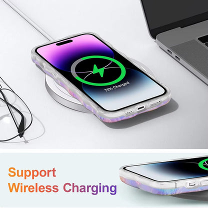 "Stylish Retro Oil Painting Flower Case for iPhone 11–16 Pro Max | Glossy Floral Cover with Exquisite Wave Border"