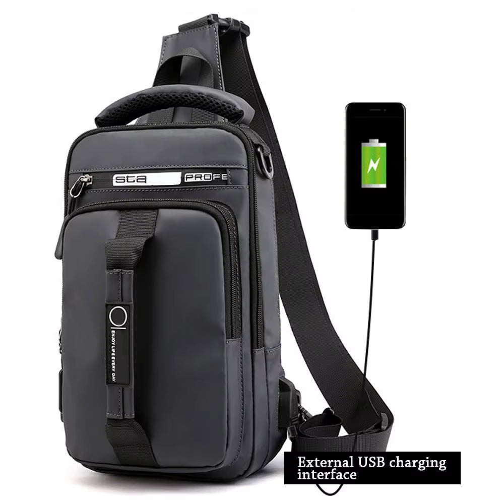 Anti-Theft Chest Shoulder Bag Men'S Sling Crossbody Bag Messenger Backpack USB Port Bag