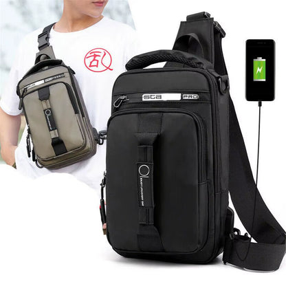 Anti-Theft Chest Shoulder Bag Men'S Sling Crossbody Bag Messenger Backpack USB Port Bag