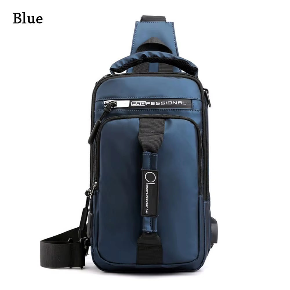 Anti-Theft Chest Shoulder Bag Men'S Sling Crossbody Bag Messenger Backpack USB Port Bag